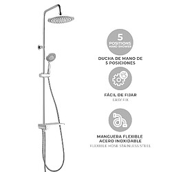 Avis K20 Colonne de Douche sans Robinet K2O Chillout Bay 96,5cm en Acier Inoxydable avec Pommeau de Douche, Étagère et Douchette à Main à 5 Positions