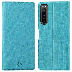 Etui en PU VILI fermeture automatique magnétique avec support et porte-carte pour votre Sony Xperia 5 IV 5G - bleu