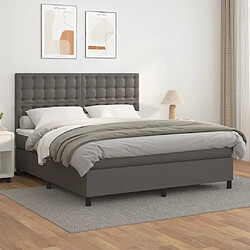 vidaXL Sommier à lattes de lit avec matelas Gris 180x200 cm Similicuir