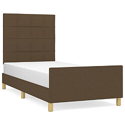 Maison Chic Lit adulte - Cadre Structure de lit avec tête de lit Contemporain Marron foncé 90x190 cm Tissu -MN28149