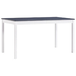 Maison Chic Table de salle à manger,Table à dîner Blanc et gris 140 x 70 x 73 cm Pin -GKD18687