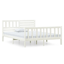 vidaXL Cadre de lit sans matelas blanc bois massif