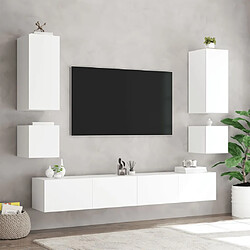 Acheter vidaXL Meuble TV muraux 6 pcs avec lumières LED blanc