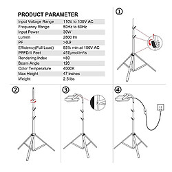 INF Lampe LED sur pied pour plantes de 1,6 m avec minuterie et variateur Black pas cher