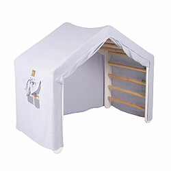 Acheter MeowBaby Grande Maison avec échelle pliable pour enfants. Bois, Lin, Coton Maison grise-bleue Échelle blanche