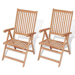 Maison Chic Lot de 2 Chaises inclinables de jardin - Fauteuil d'extérieur Bois de teck solide -MN51756