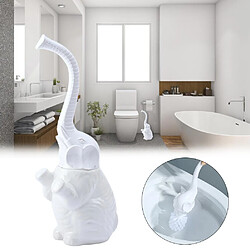 Avis Universal Porte-brosse de toilette éléphant Set Brosse de toilette de salle de bains à manche long Brosse amovible en céramique + plastique en forme d &'éléphant |(blanche)