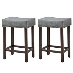 Helloshop26 Lot de 2 tabourets de bar et cusine hauteur 61 cm avec assise rembourrée en eponge comfort de style rétro pour bistro gris 20_0005853