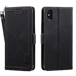 Etui en PU style d'épissage vintage avec support noir pour votre Apple iPhone X/XS 5.8 pouces