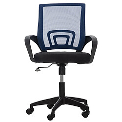 Decoshop26 Chaise de bureau sur roulettes avec accoudoirs hauteur réglable en microfibre bleu 10_0002356