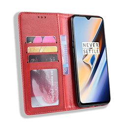 Wewoo Housse Coque Étui en cuir à boucle magnétique avec rétro pour Crazy Horse Texture horizontale OnePlus 7avec porte-cartes et fentes cartes et cadre photo Rouge pas cher