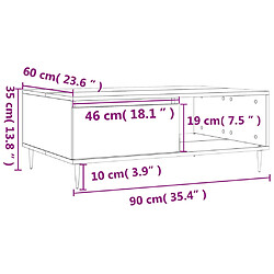 vidaXL Table basse chêne sonoma 90x60x35 cm bois d'ingénierie pas cher