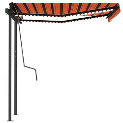 Maison Chic Auvent manuel rétractable,Store manuel de porte avec LED 3x2,5 m Orange et marron -GKD89078 pas cher