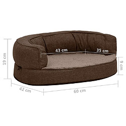 vidaXL Matelas de lit ergonomique de chien 60x42 cm Polaire aspect lin pas cher