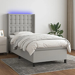 Maison Chic Lit adulte- Lit + matelas + LED,Sommier à lattes de lit matelas LED Gris clair 90x190cm Tissu -GKD62649