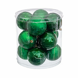 BigBuy Christmas Boules de Noël Vert Plastique 8 x 8 x 8 cm (12 Unités)