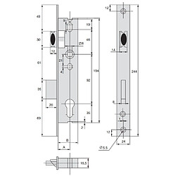 Serrure 1 point pêne dormant demi-tour coffre 57 C/20 T24 - STREMLER - 2660.57.0TP24