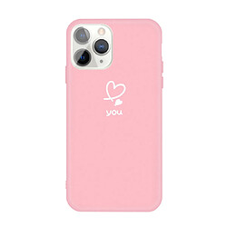 Wewoo Coque Pour iPhone 11 Pro Love-heart Letter Pattern Colorful Frosted TPU Phone Protective Case Pink