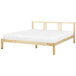 Beliani Lit double en bois clair 180 x 200 cm VANNES