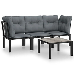 Maison Chic Salon de jardin 4 pcs - Table et chaises d'extérieur - Mobilier/Meubles de jardin Moderne noir et gris résine tressée -MN23932