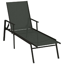 Maison Chic Chaise longue - Transat - Bain de Soleil Acier et tissu textilène Noir