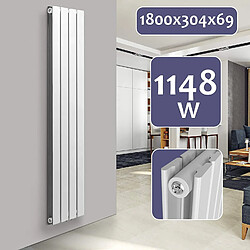 Helloshop26 Radiateur chauffage centrale pour salle de bain salon cuisine couloir chambre à coucher panneau double 180 x 30,4 cm blanc 01_0000223