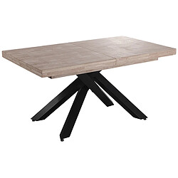 Pegane Table à manger rectangulaire extensible en bois coloris chêne miel / pieds noir - Longueur 160-240 x profondeur 90 x hauteur 76 cm