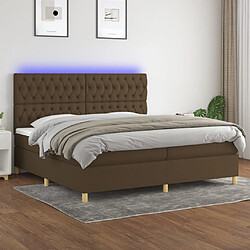 vidaXL Sommier à lattes de lit matelas et LED Marron foncé 200x200 cm