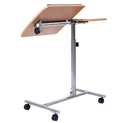 Helloshop26 Table d’appoint pliable avec tablette d’ordinateur modulable hauteur réglable 4 roulettes 64 x 45 x 71-93 cm noyer 20_0004217