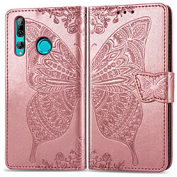 Wewoo Housse Coque Etui en cuir à rabat horizontal Butterfly Love Flowers pour Huawei Y9 Prime 2019avec porte-cartes et porte-cartesainsi que porte-monnaie et lanière Or rose