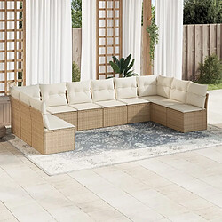 Maison Chic Salon de jardin avec coussins 10 pcs | Ensemble de Table et chaises | Mobilier d'Extérieur beige résine tressée -GKD28791