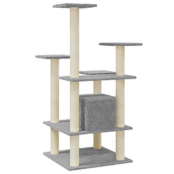 Avis Helloshop26 Arbre à chat meuble tour grimper jouet grattage grattoir escalade plateforme avec griffoirs en sisal clair 110 cm gris 02_0022549