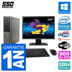 PC DELL OptiPlex 990 DT Ecran 22" Intel G630 RAM 32Go SSD 960Go Windows 10 Wifi - Occasion