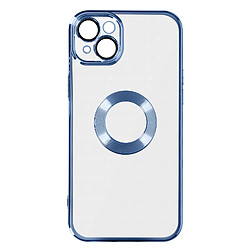 Avizar Coque iPhone 14 Plus Souple Bloc Caméra Couvert Transparent Contour bleu Chromé