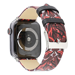 Avis Wewoo Thorns Printing Bracelet de montre en cuir véritable pour Apple Watch séries 3 et 2 & 1 42 mm rouge