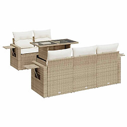 vidaXL Salon de jardin avec coussins 6 pcs beige résine tressée