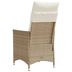 Acheter vidaXL Chaises inclinables de jardin lot de 2 et coussins beige rotin