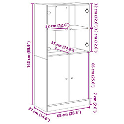 vidaXL Buffet haut avec portes chêne marron bois d'ingénierie pas cher