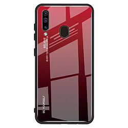 Wewoo Coque Pour Galaxy A60 Gradient Color Glass Case Rouge