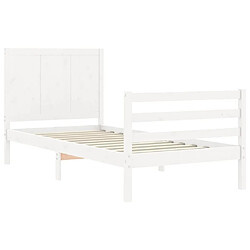 Maison Chic Cadre/structure de lit avec tête de lit pour adulte - Lit Moderne Chambre blanc petit simple bois massif -MN16221 pas cher