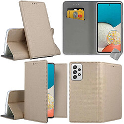 Htdmobiles Housse etui portefeuille avec coque intérieure en silicone pour Samsung Galaxy A53 5G + film ecran - OR MAGNET