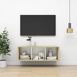 vidaXL Meuble TV mural Blanc chêne sonoma 37x37x107 cm Bois ingénierie