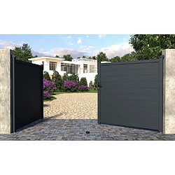 Vente-Unique Portail battant aluminium plein L355 x H181 cm anthracite - NAZARIO