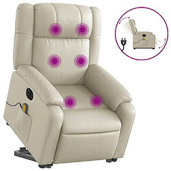 vidaXL Fauteuil inclinable de massage électrique crème similicuir