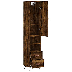 Avis vidaXL Buffet haut Chêne fumé 34,5x34x180 cm Bois d'ingénierie