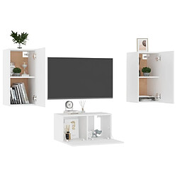 Avis Maison Chic Ensemble de meubles TV 3 pcs | Banc TV Moderne pour salon | Meuble de Rangement - Blanc Aggloméré -MN23995