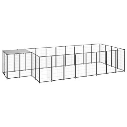 Helloshop26 Chenil extérieur cage enclos parc animaux chien 10,89 m² 110 cm acier noir 02_0000486