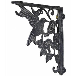 L'Héritier Du Temps Equerre Crédence Potence Murale en Fonte Grise Suspension Support Décor Oiseaux 4x21x25cm