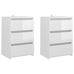 Maison Chic Lot de 2 Tables de chevet,Table de nuit,Table d'appoint pour salon Blanc brillant 40x35x62,5 cm Aggloméré -MN76412