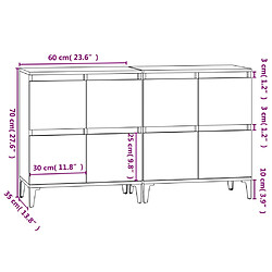 vidaXL Buffets 2 pcs chêne marron 60x35x70 cm bois d'ingénierie pas cher